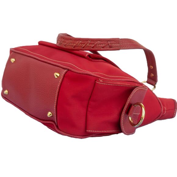 Vintage Y2K Purse MAXX NEW YORK Red Canvas Leather Tote Shoulder Bag Handbag - Picture 7 of 13